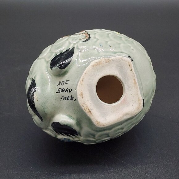 Signed Mexican Ceramic Glazed Bird Figure Floral Sitting Facing Back VTG 5" - Picture 7 of 9